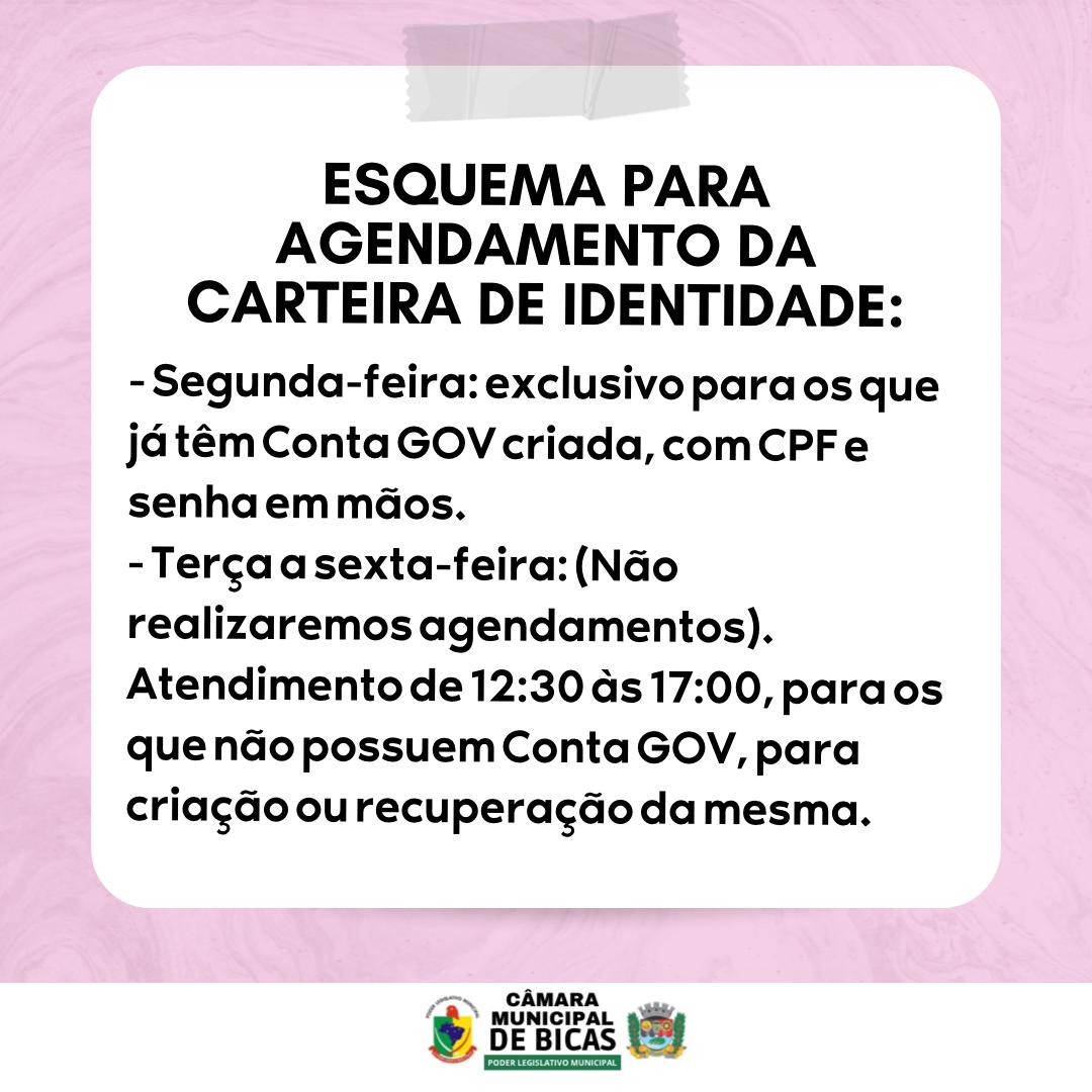 Novo esquema de Agendamento para Carteira de Identidade