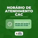 Novo horário de atendimento do CAC