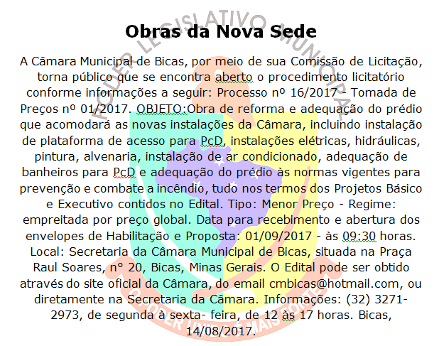 Obras da Nova Sede